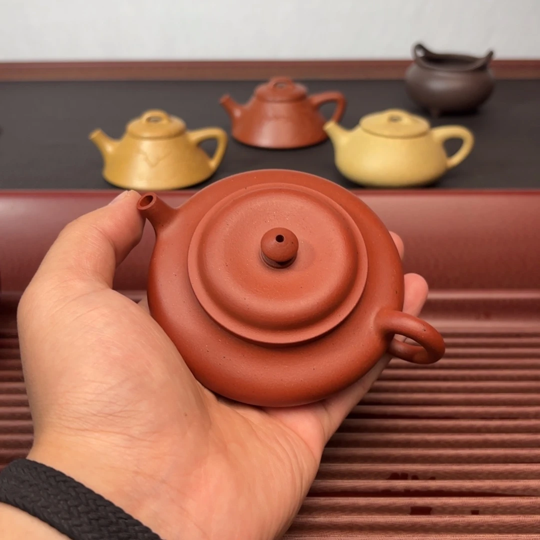紫砂壶小红泥 大彬虚扁130cc
