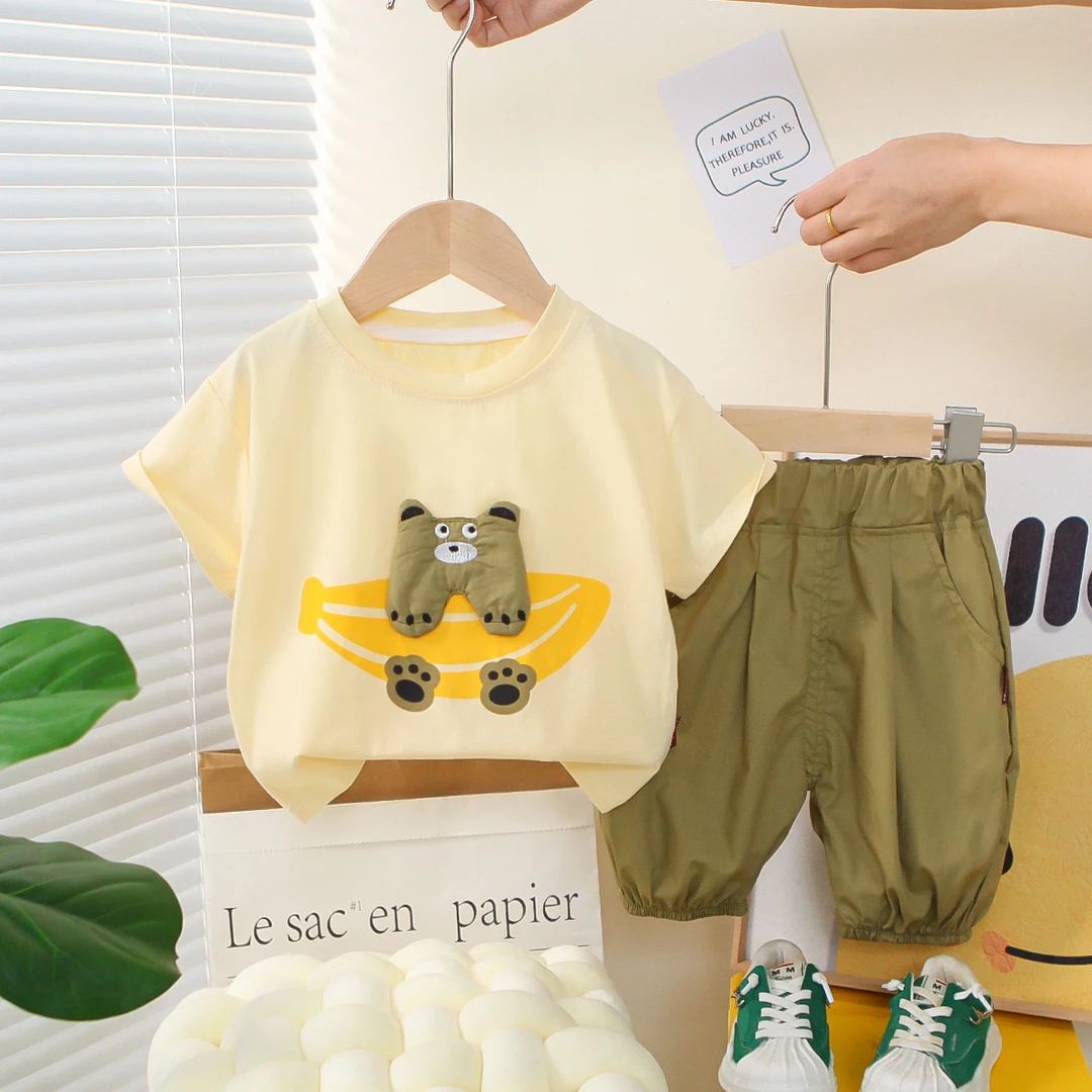 男童夏装薄款套装2025新款洋气婴幼儿童装宝宝衣服短袖短裤两件套