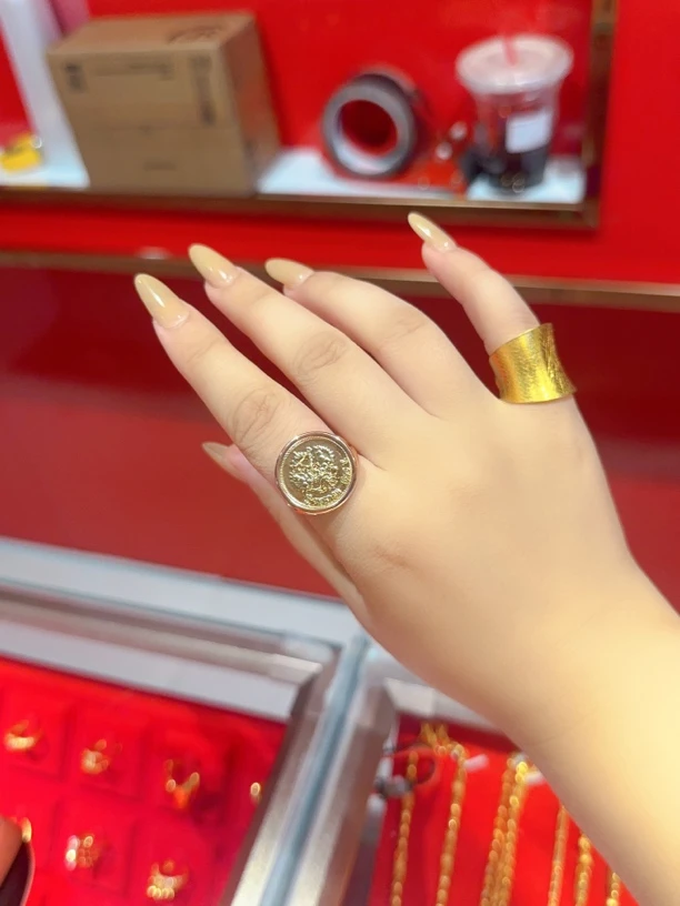 铜合金戒指 金色复古/宫廷欧美素款时尚金币戒指