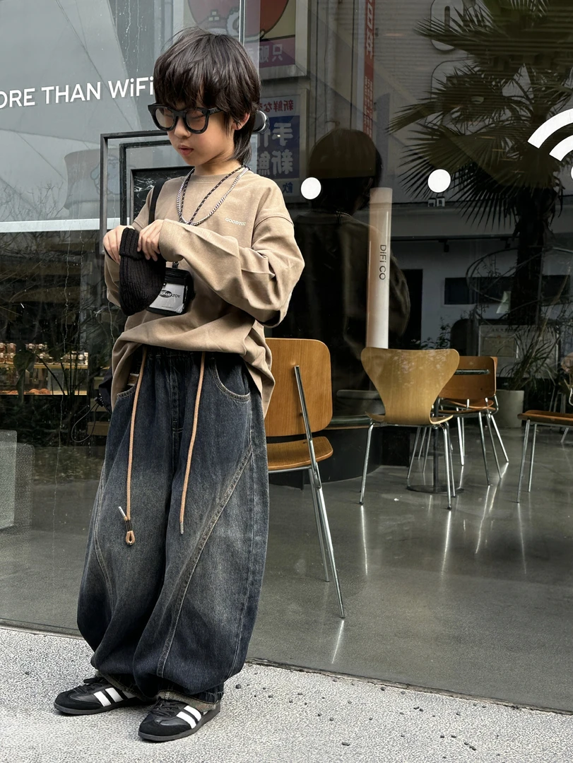 2025年秋季新款儿童韩版时尚休闲长裤中大童百搭宽松软牛仔jk001