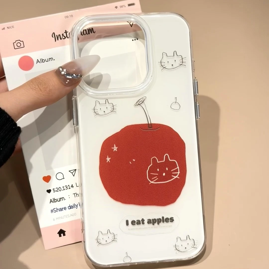 苹果线条猫适用华为mate60苹果oppo小米15/14/13防摔vivo手机壳