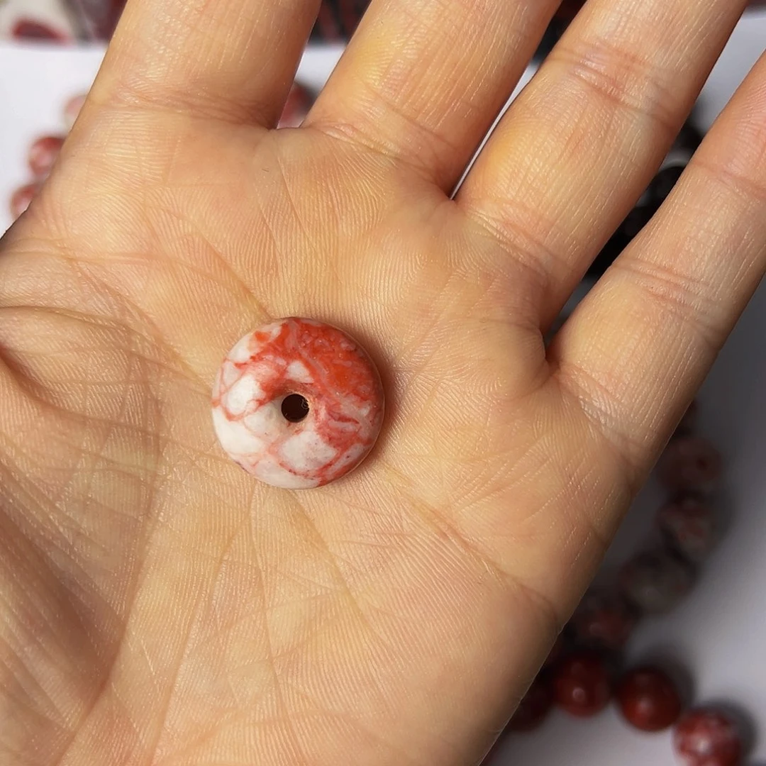 玛瑙/玉髓朱砂平安扣2未镶嵌