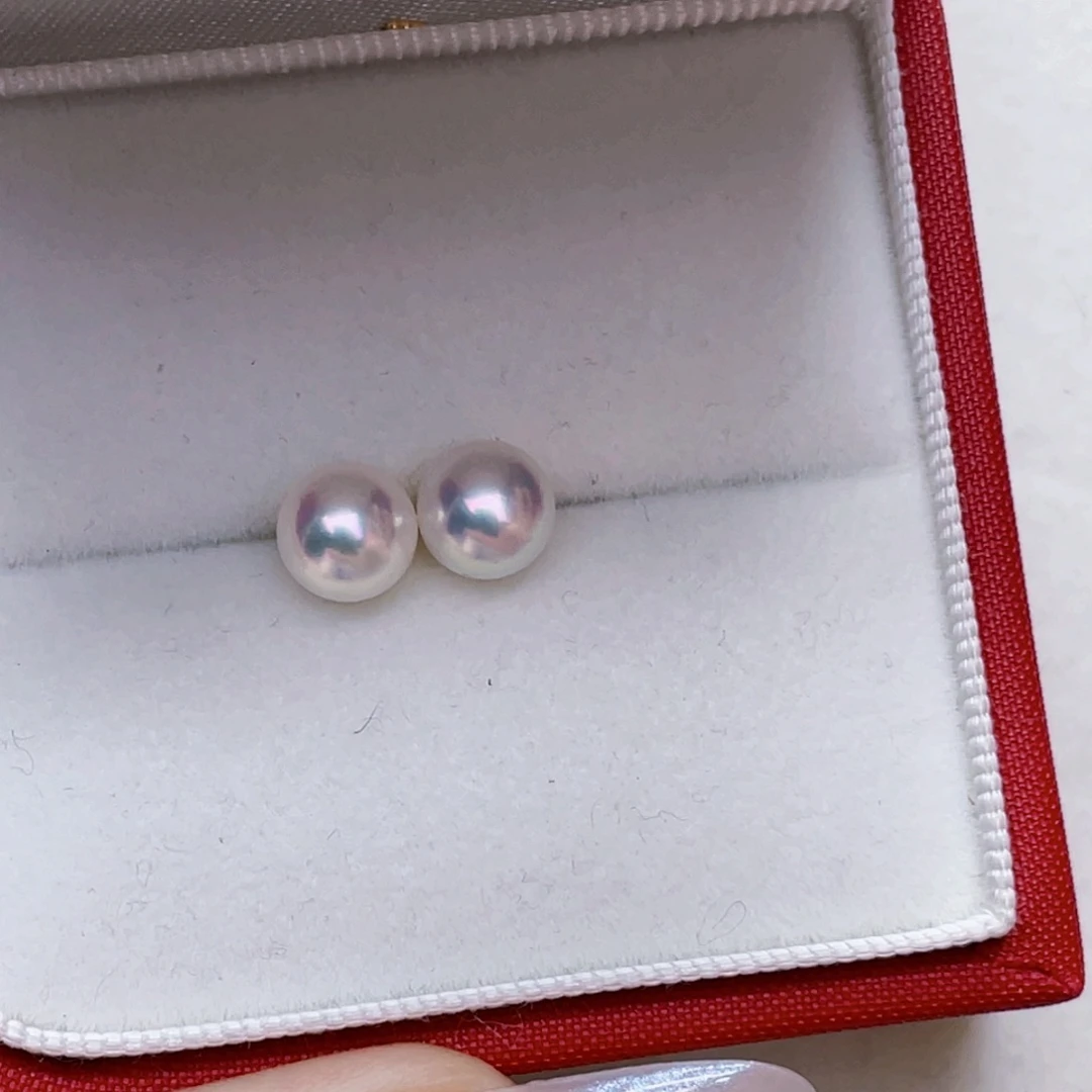 海水珍珠耳钉18K金镶嵌