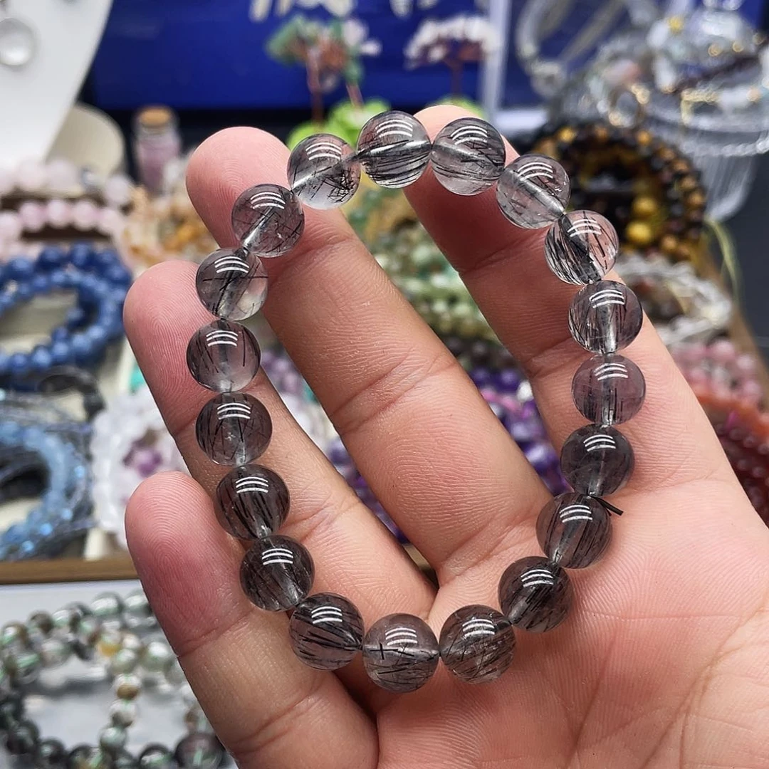 水晶手串未镶嵌黑发晶10m