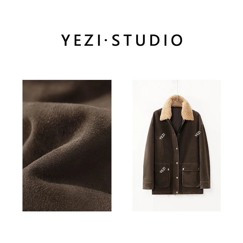 【梅莉达】埃塞俄比亚混种羊皮绒面拉贡卷毛皮衣皮草外套25407001