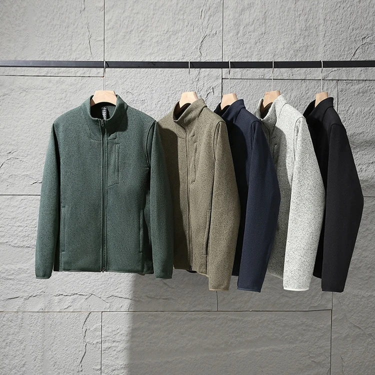 LU平替！高端线！秋冬立领抓绒夹克抗皱免烫弹力针织夹克外套25128