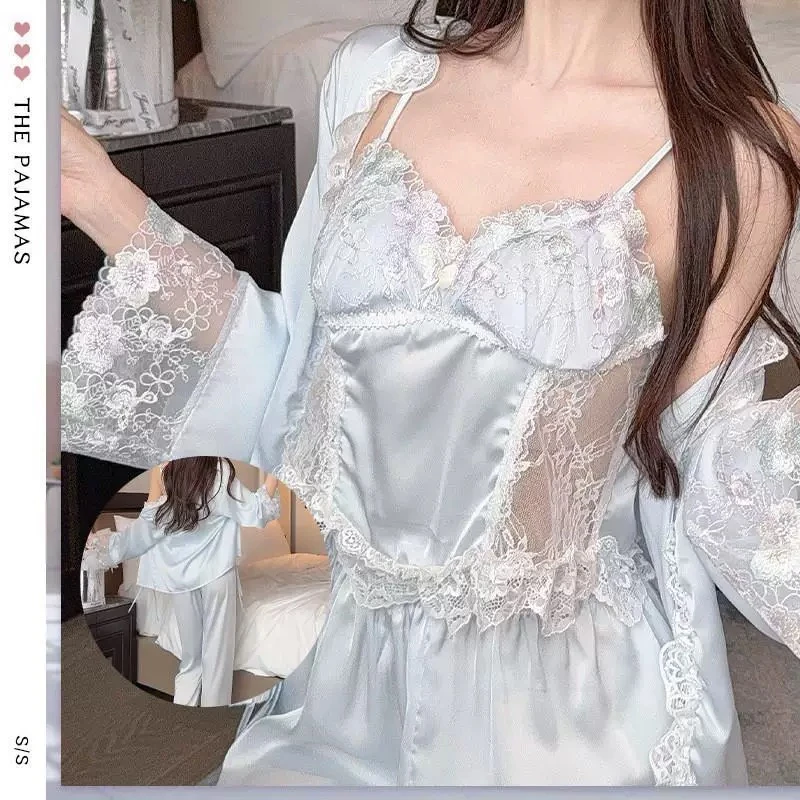 直播福利【001号-100号】  冰稠冰丝睡裙睡衣性感纯欲夏天薄款套装