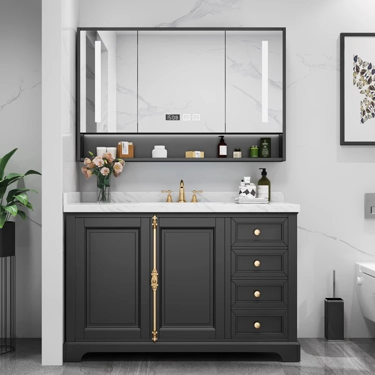 落地式橡木浴室柜组合卫生间洗手洗脸盆洗漱台实木卫浴