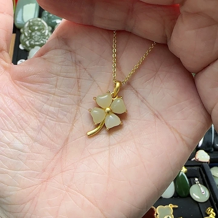 颈饰银S925镶嵌和田玉