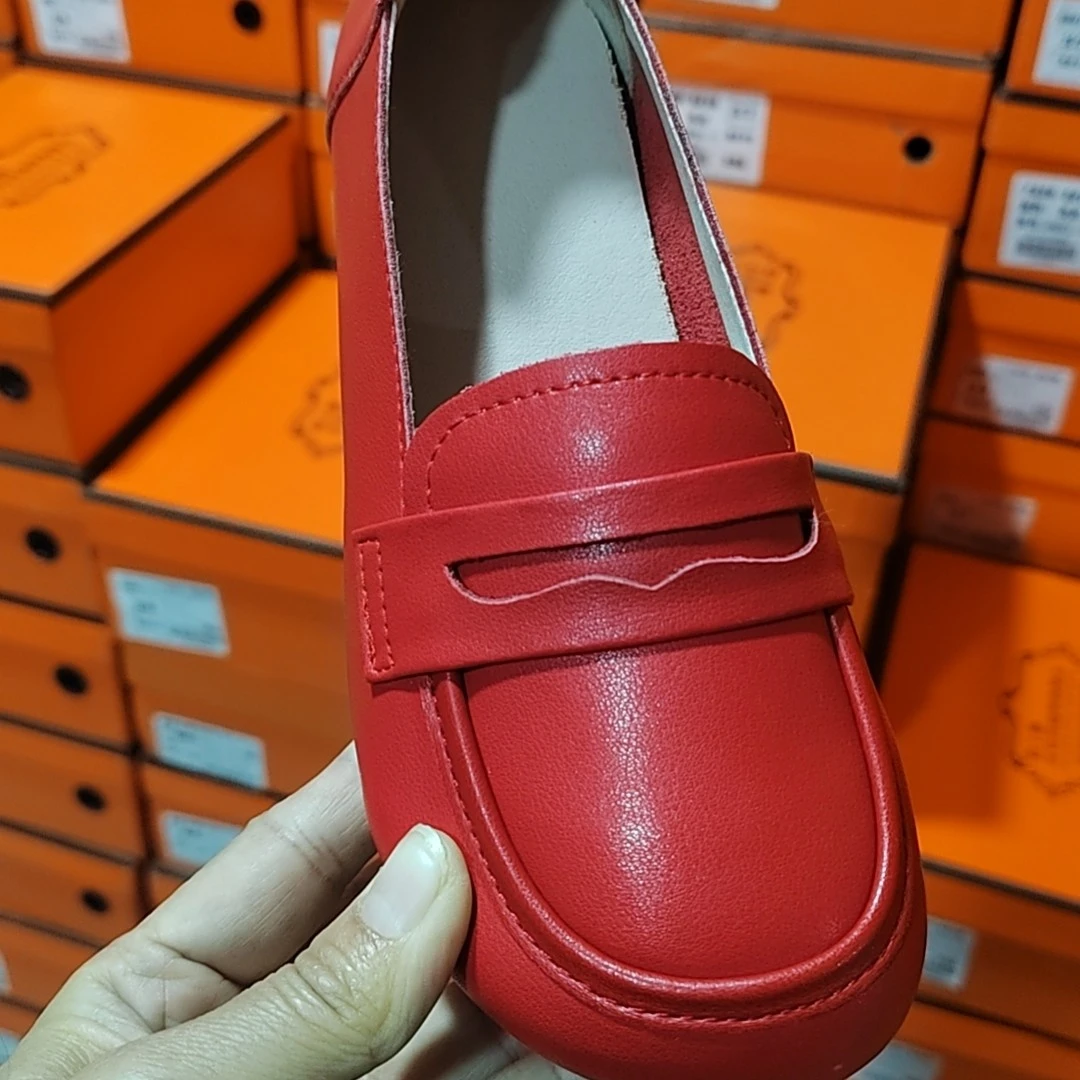 385-5红色真皮妈妈鞋断码清仓热销