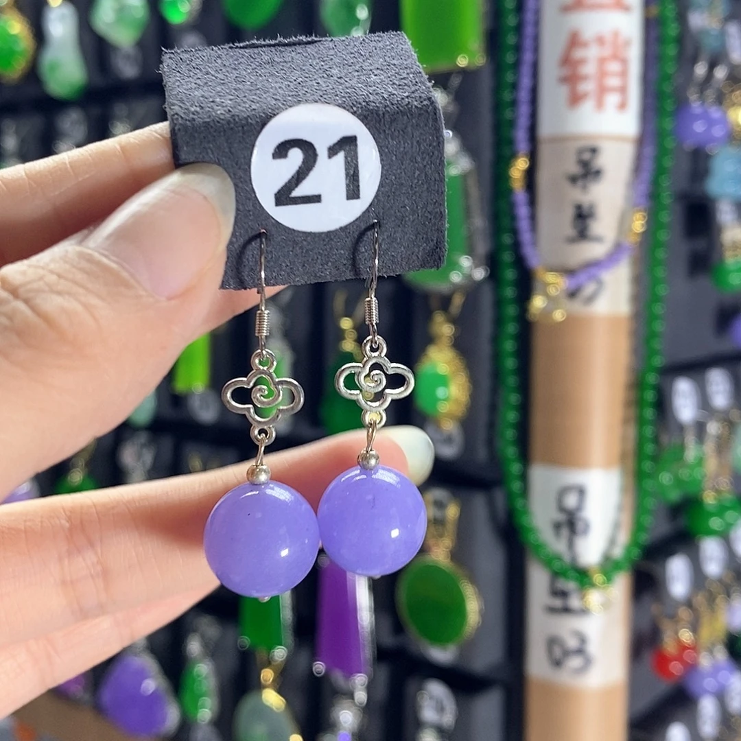 银S925镶嵌翡翠耳饰21