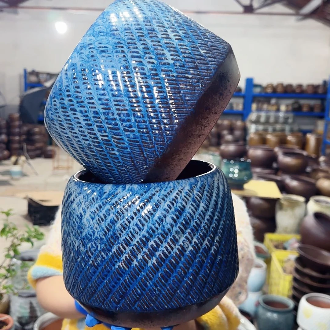 紫砂花盆高17口18