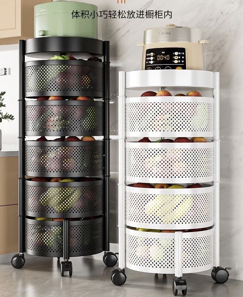 【免安装】置物架碳钢旋转大容量加粗加厚加高围栏蔬果厨房客厅