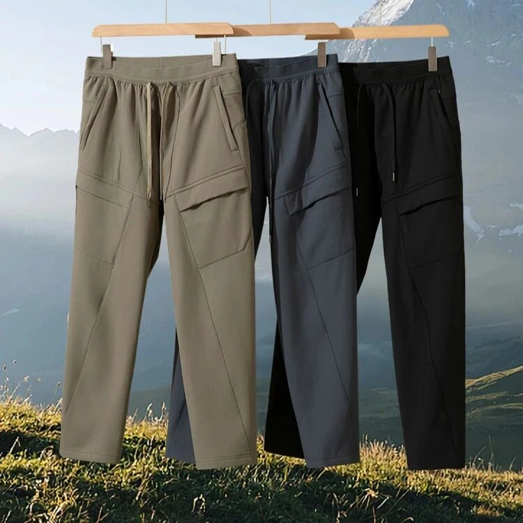 迪家同款 3D立裁复合薄绒秋冬男防水透气加绒软壳裤男裤55021