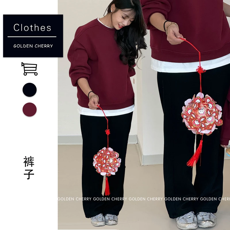 2【Golden cherry】亲子黑色休闲阔腿裤281067