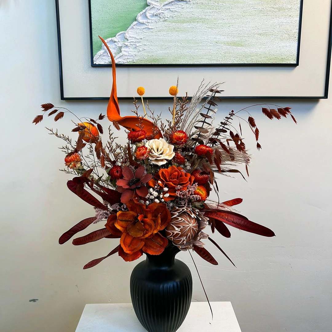 《晚枫》高级永生花干花单花束客厅玄关餐桌家居装饰摆件