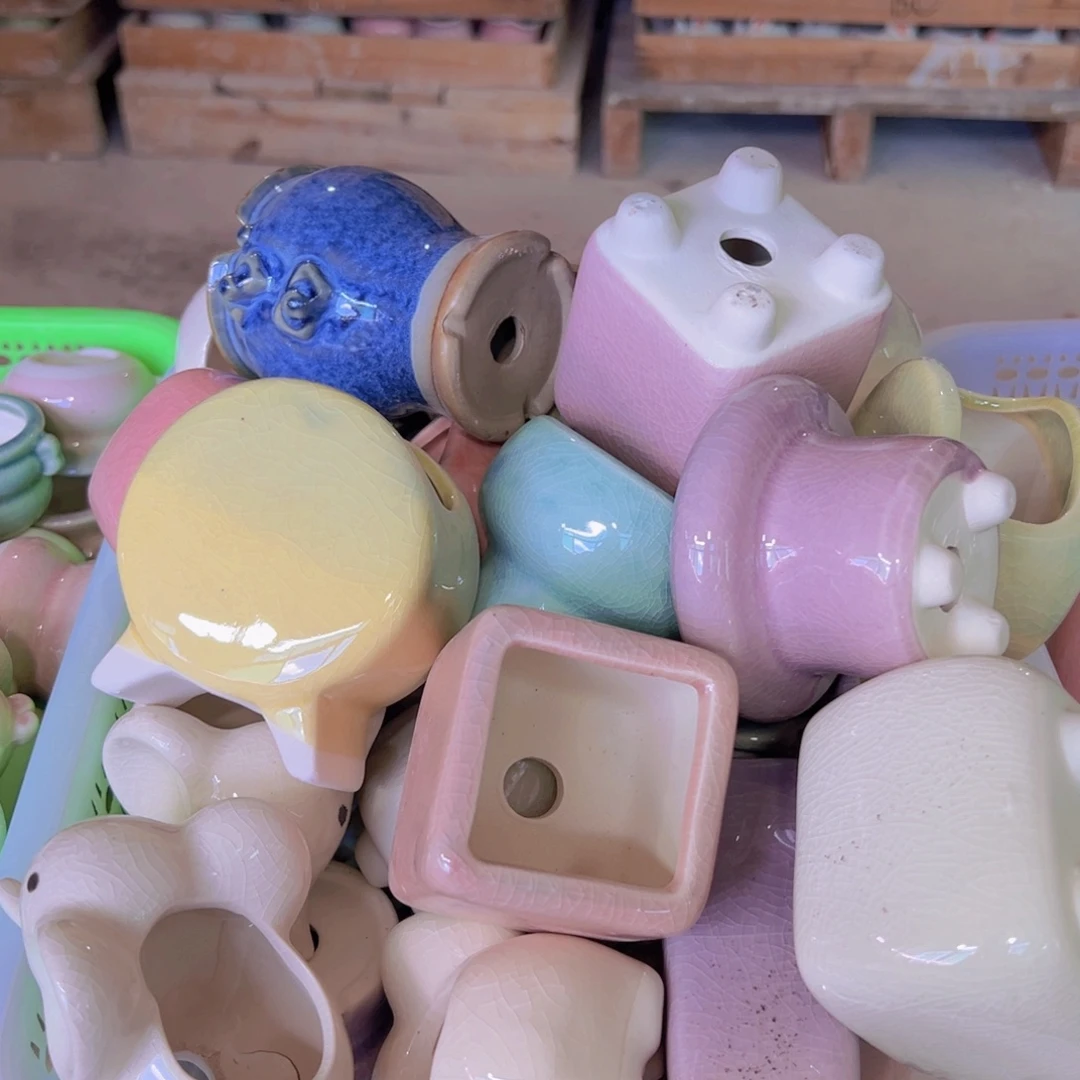 陶瓷花盆当场凑满12包邮随机瑕疵4个