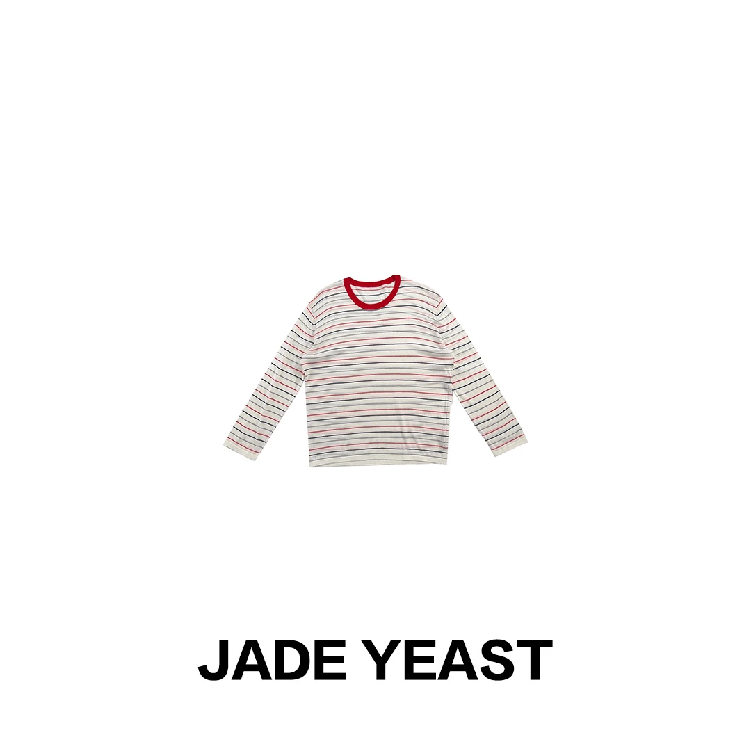 JADE YEAST|红白条纹【莱赛尔/亚麻】撞色织理针织圆领长袖-884