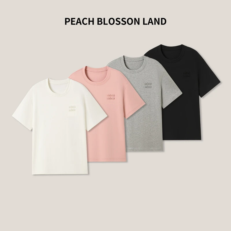 《路家姐妹》立体字母圆领短袖T恤女春夏宽松显瘦百搭上衣SS23279