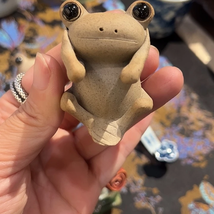 纯手工手捏青蛙茶宠