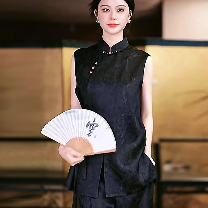 复古日记100桑蚕丝新中式国风女装套装25EE495