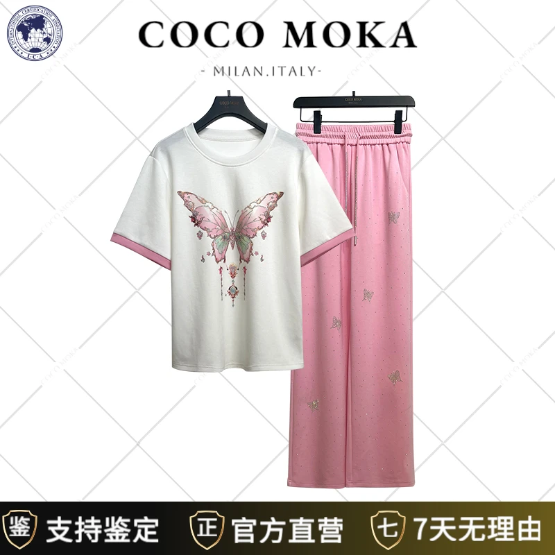 2025夏季新款短袖圆领运动休闲套装女士时尚宽松烫钻潮流【TZ472】