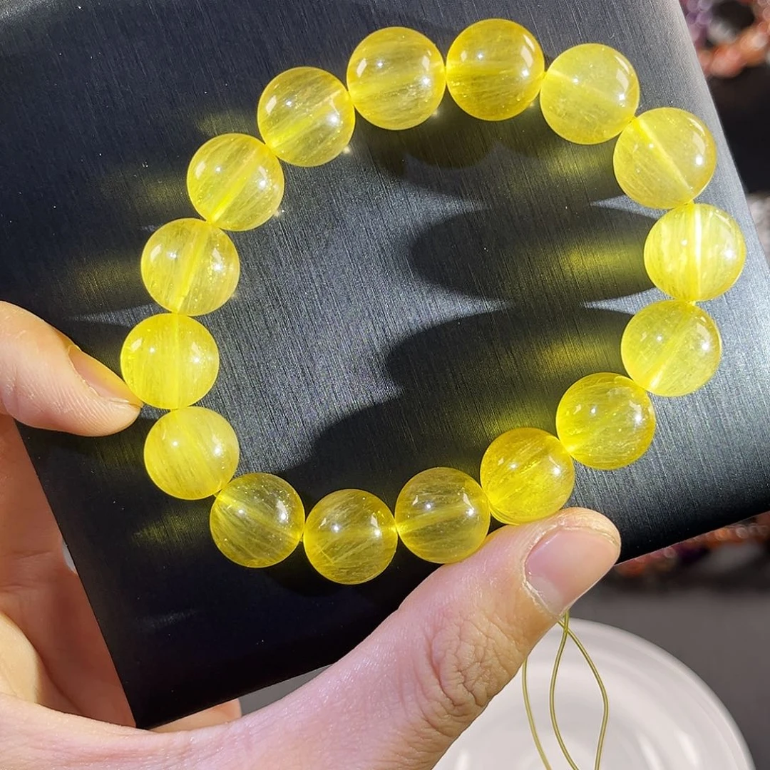 水晶手串未镶嵌黄金拉屎顺毛萤石13mm孤品特漏