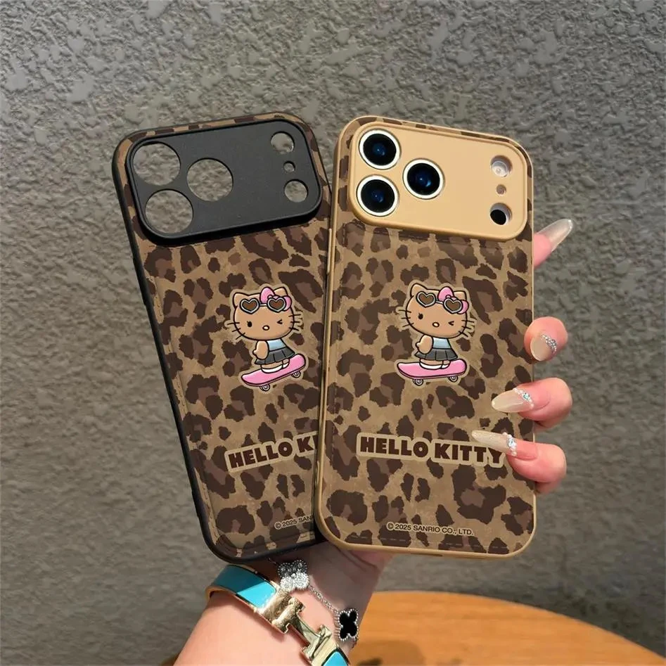 豹纹滑板凯蒂适用苹果17air手机壳软iPhone16/15promax卡通华为