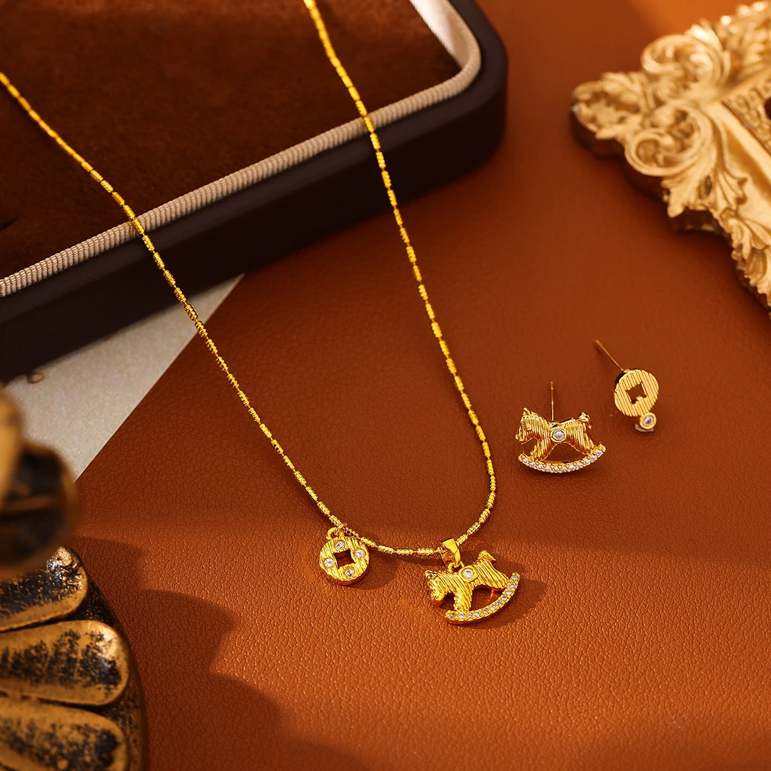 合金锆石项链 马上有钱新款爆款轻奢高级感项链AB款