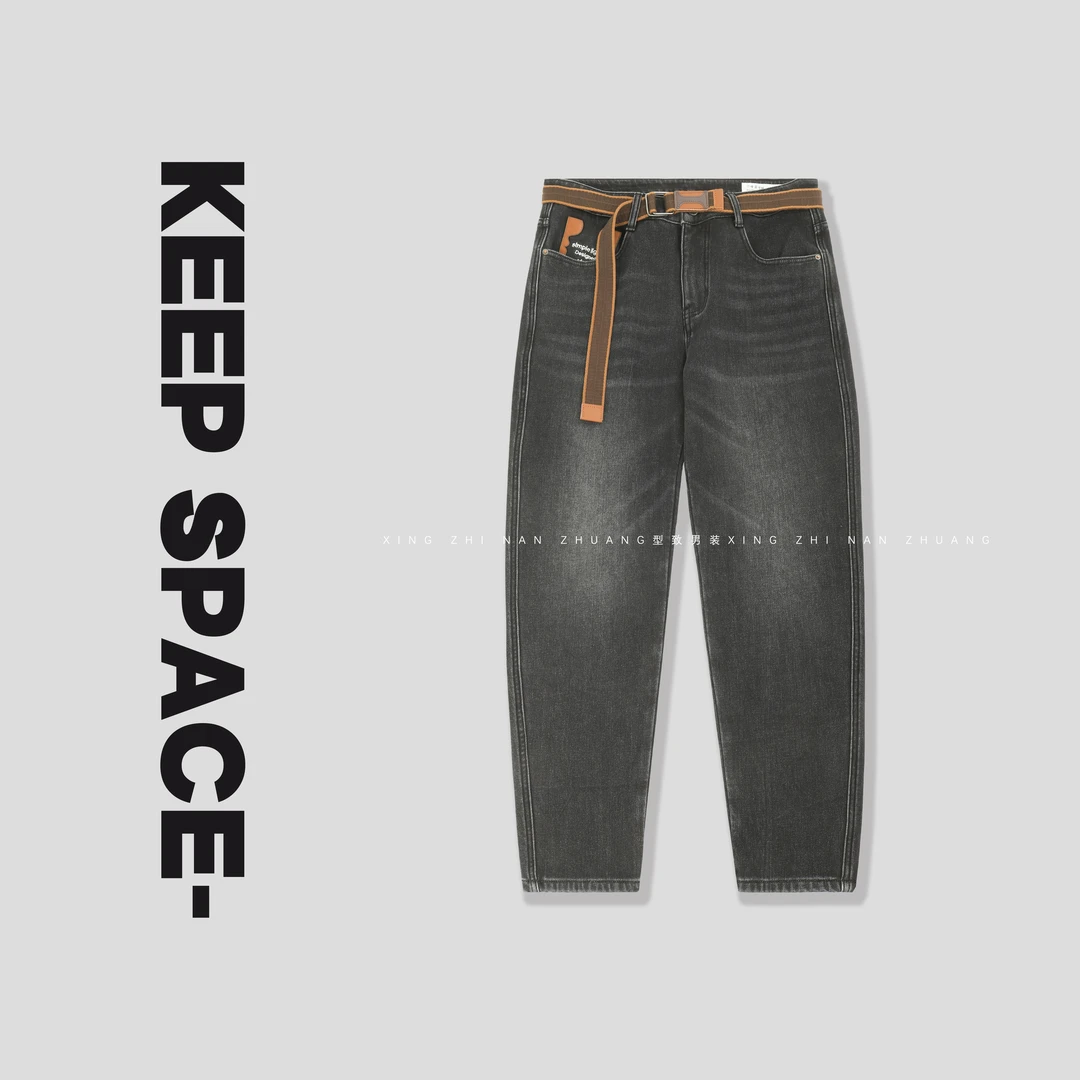 【清仓特惠】暖肤珊瑚绒黑色四面弹男士大码牛仔裤送腰带24421#3025