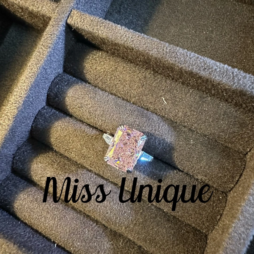 925银合成锆石戒指 C574帕帕拉（粉色）冰花切戒指