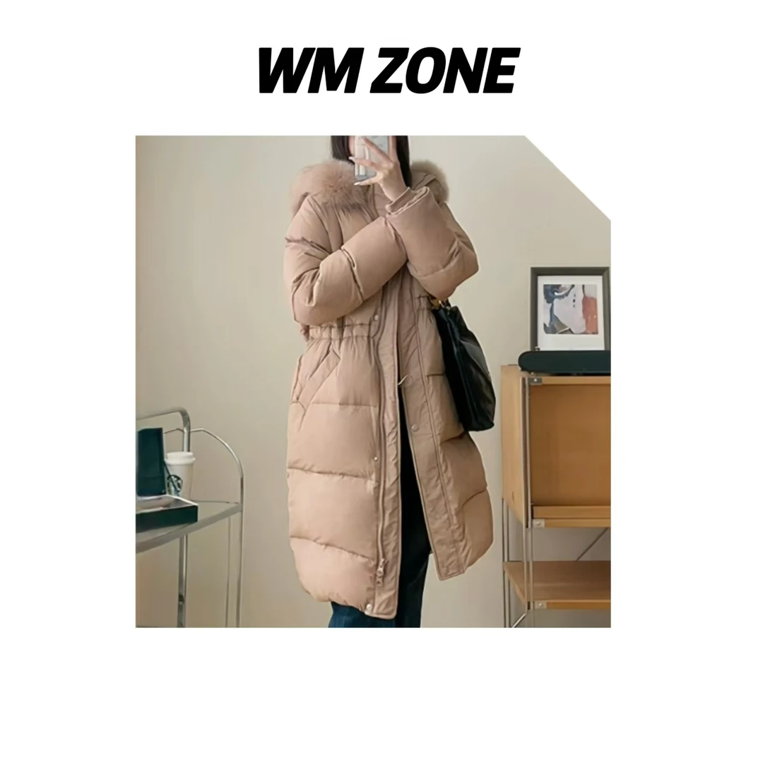 虎儿 3-3002 中长款大毛领连帽保暖外套