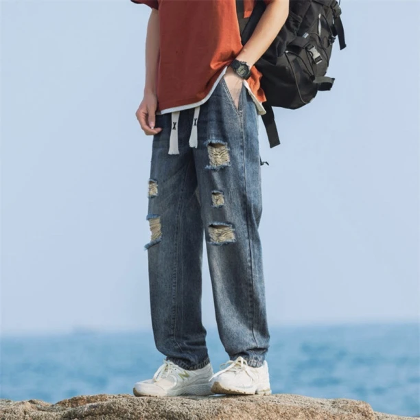 【潮流时尚】夏季薄男女款2468休闲百搭宽松复古垂感弹力直筒裤