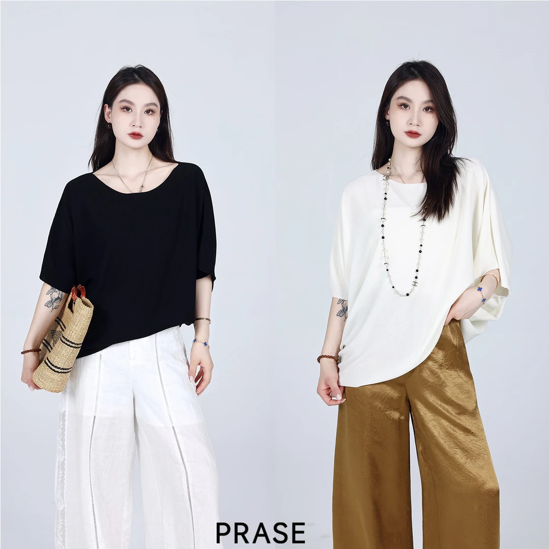 PRASE·噜【羽毛衫】100天丝微胖轻奢设计款夏时尚毛针织衫PR506C114