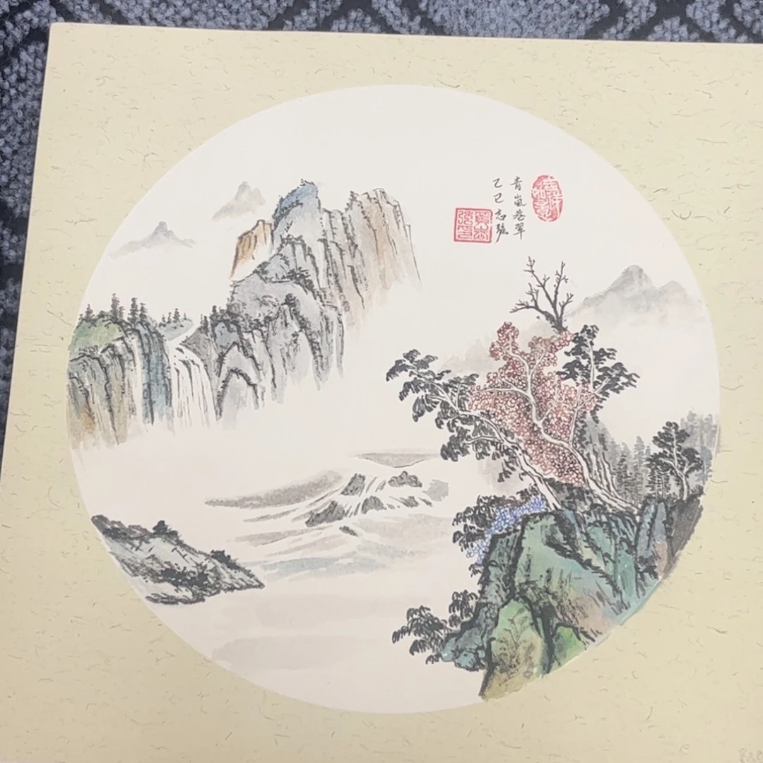 国画硬卡山水作品