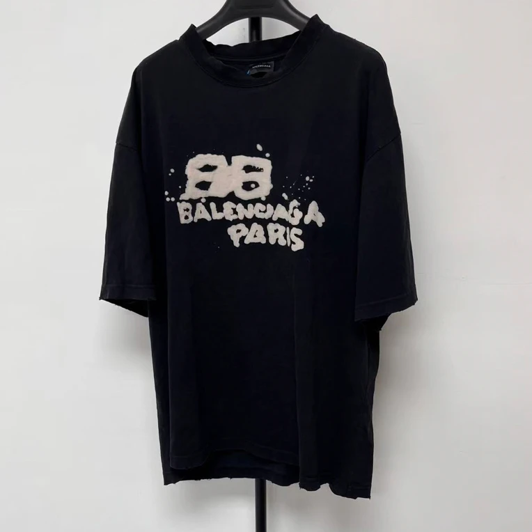 未使用 Balenciaga/巴黎世家 字母印花圆领套头短袖T恤 03230