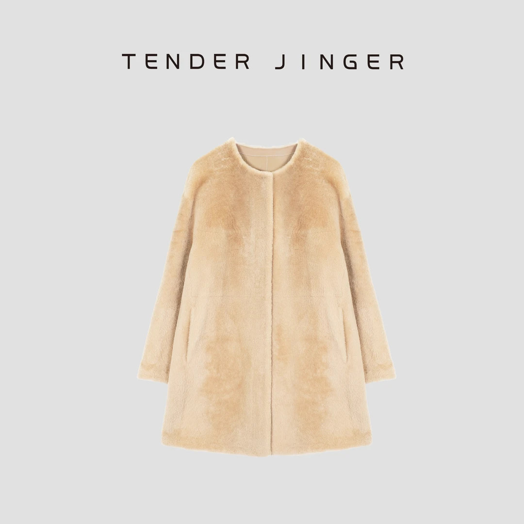 Tender Jinger【黑标】一手长圆领皮毛一体大衣T54MDD742M