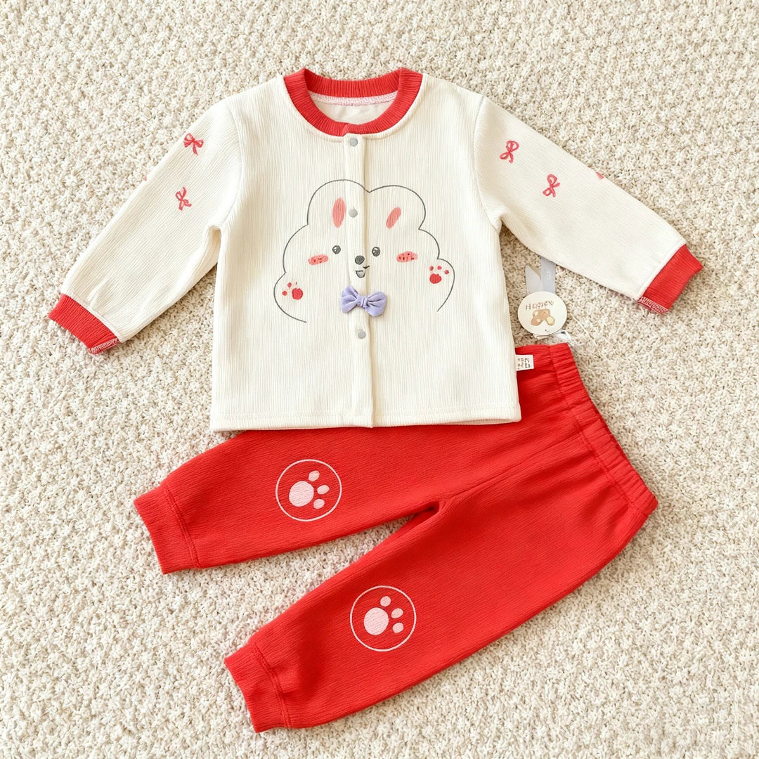 套装休闲女卡通风拜年服单排扣女童秋季冬季