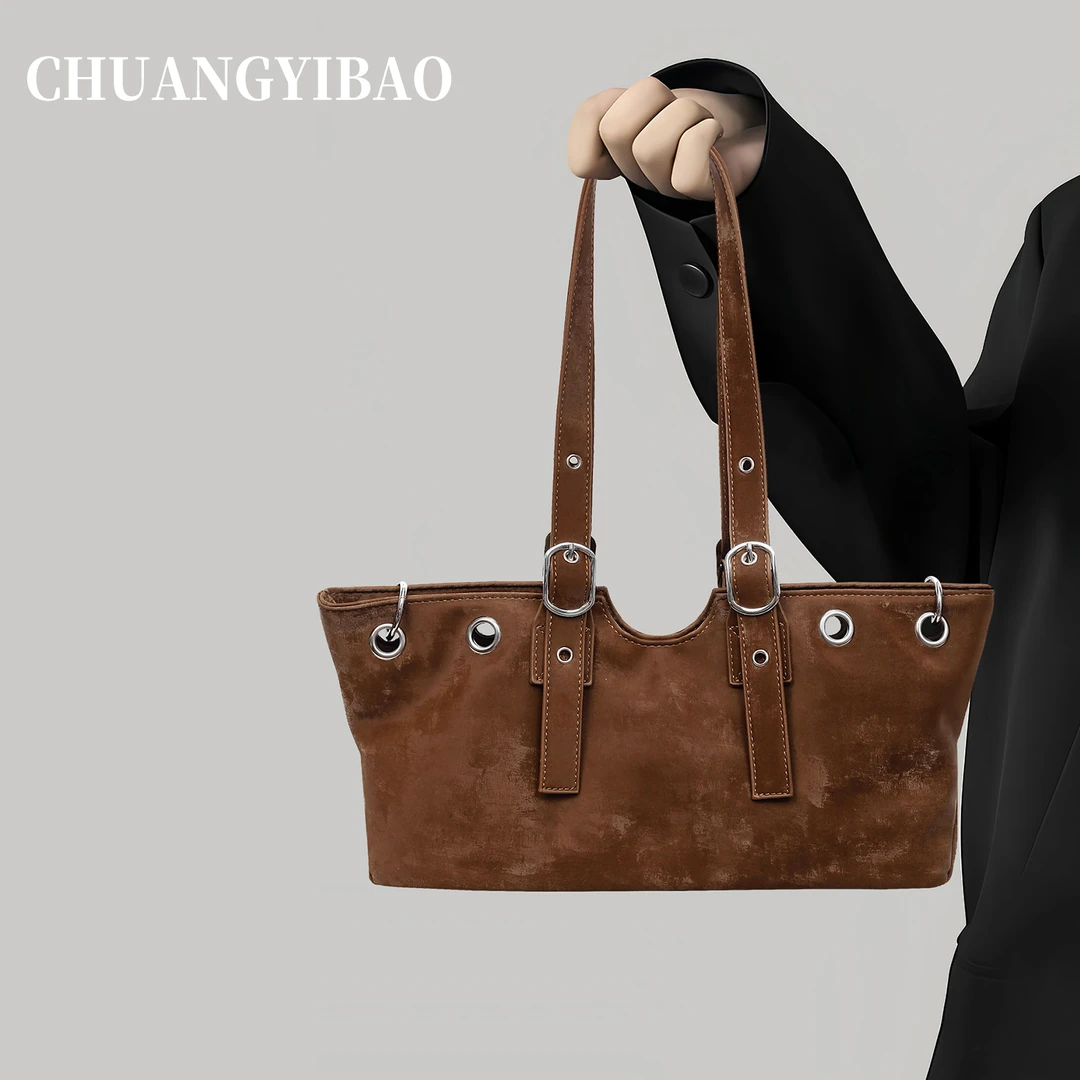 超火慵懒时尚单肩包女2025新款秋冬大容量托特包高级感复古机车包