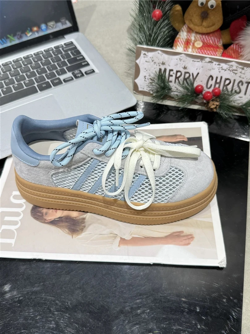 爆款时尚透气网纱系带板鞋2025夏款小众韩版德训鞋053