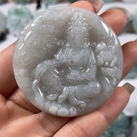 翡翠颈饰未镶嵌文殊菩萨福利