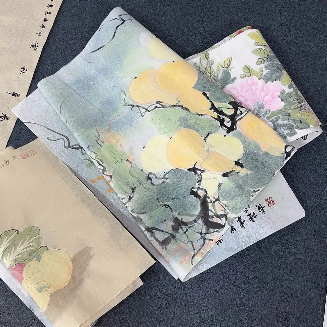 国画粥*Ö尺寸70X138手绘作品