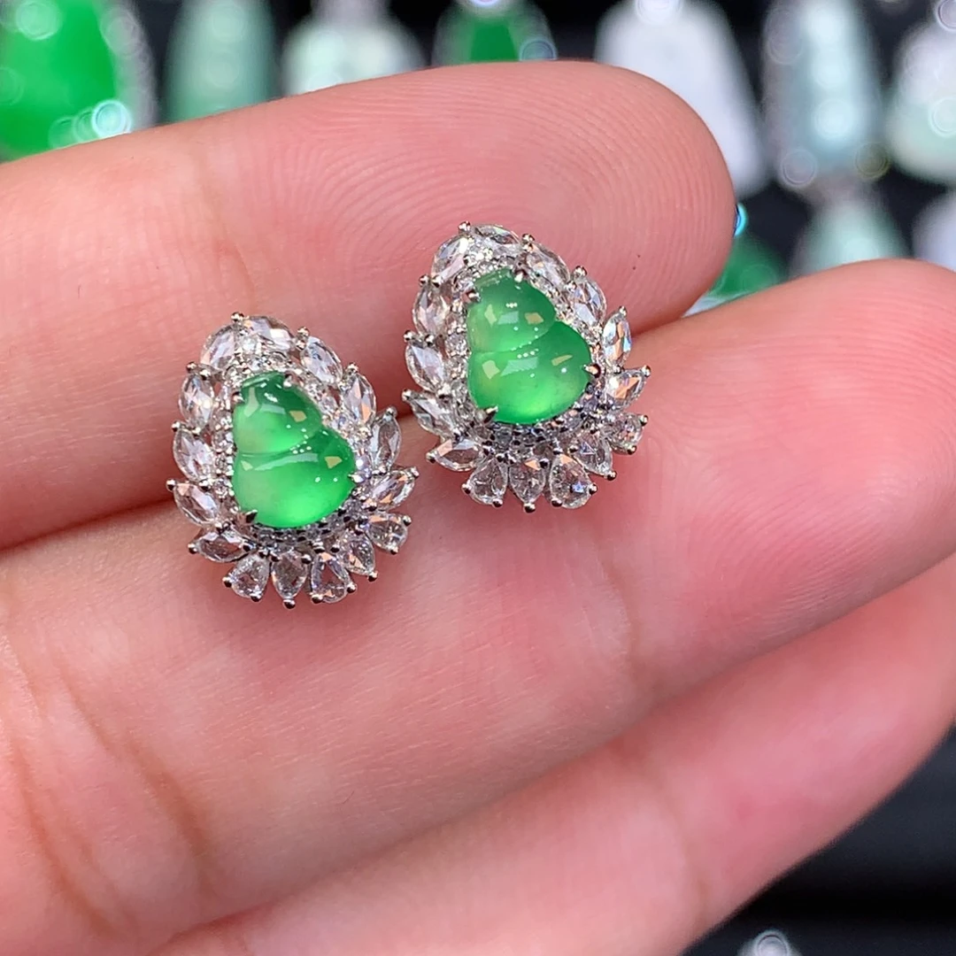 翡翠18K金镶嵌耳饰（收到货48小时鉴赏期）