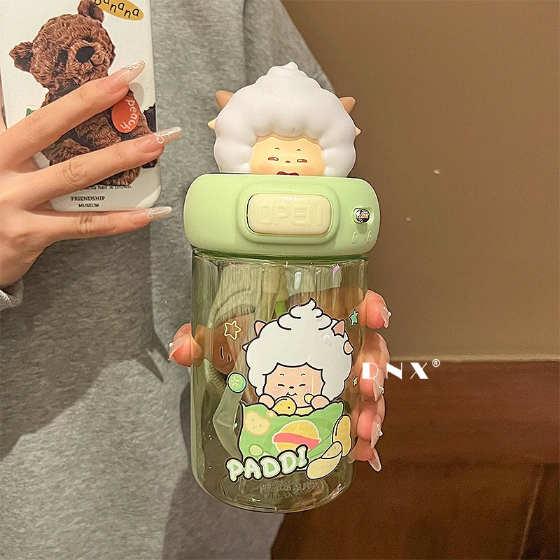 喜羊羊与灰太狼塑料杯女生网红水杯可爱高颜值儿童夏季便携吸管杯