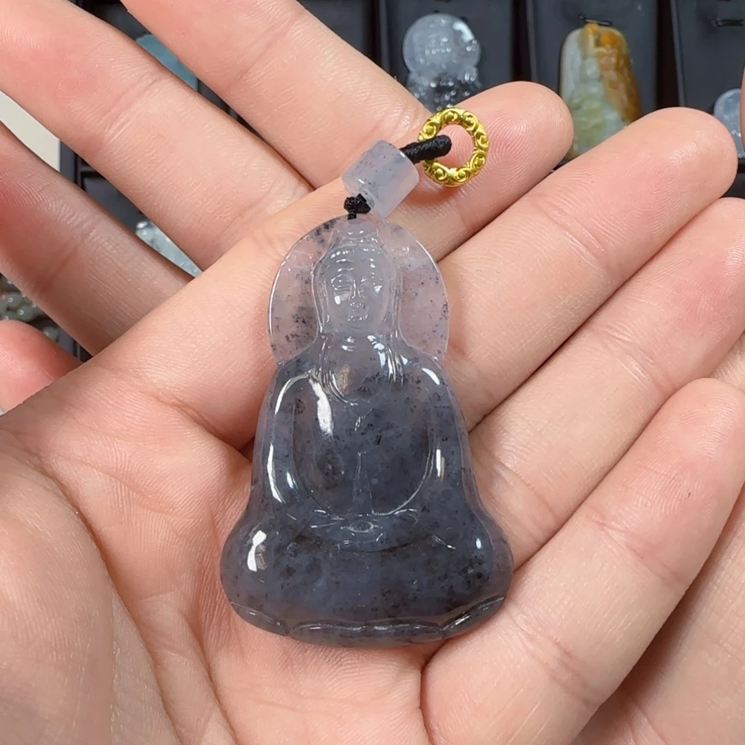 翡翠未镶嵌挂件乌鸡观音