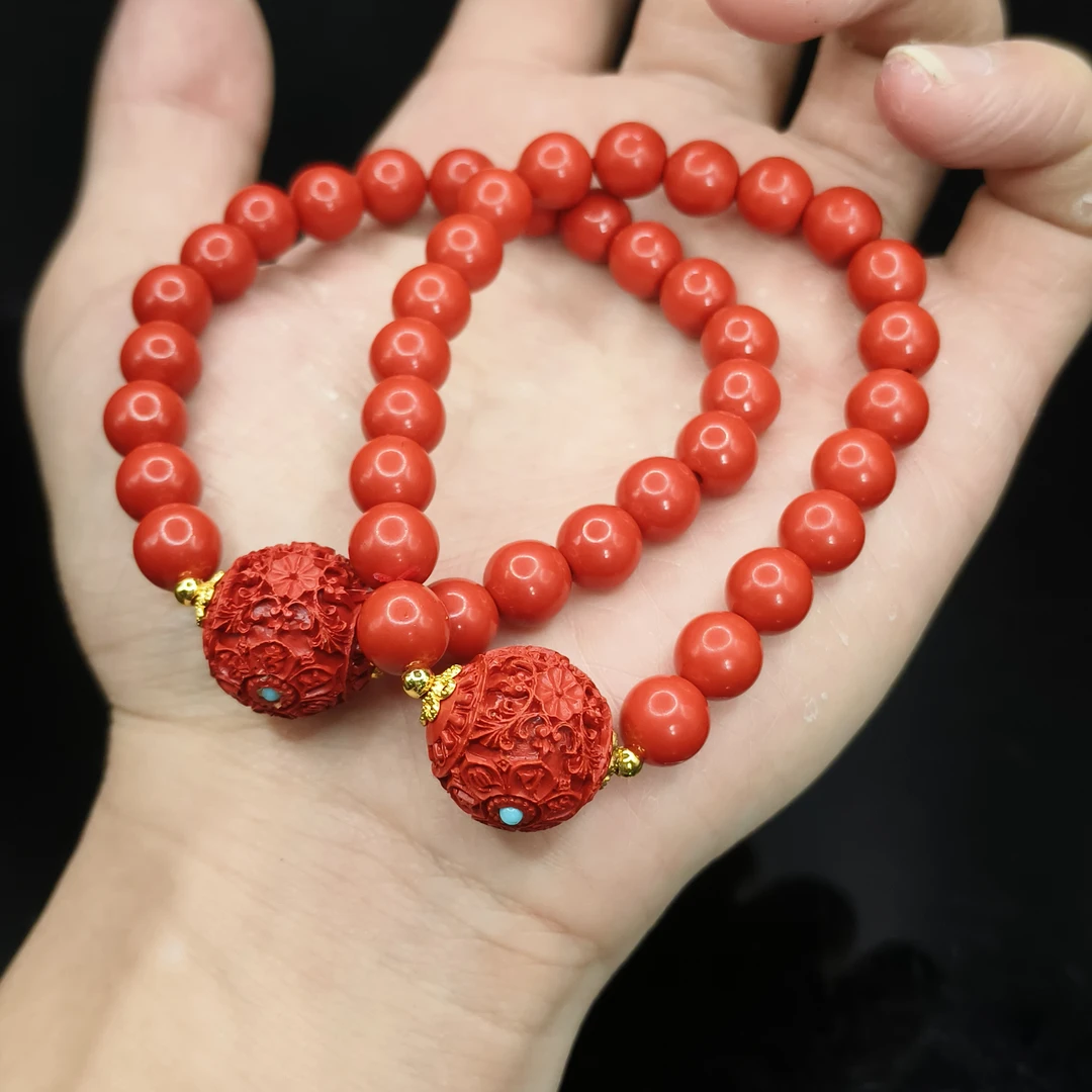 天然辰砂【李想精选】朱砂单圈手串Y22【多样性发其一】约8mm