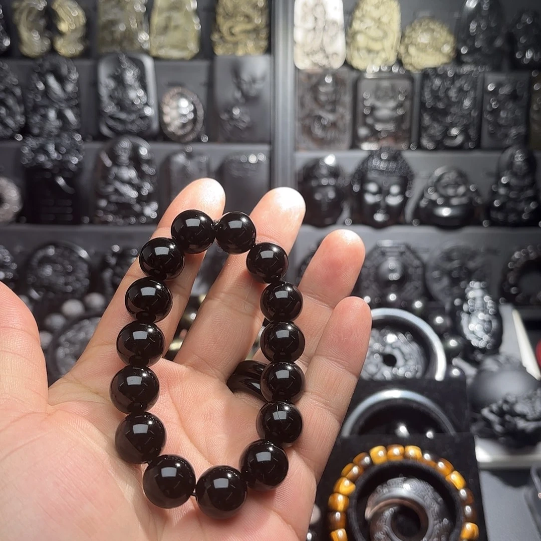 冰****黑曜岩未镶嵌手链