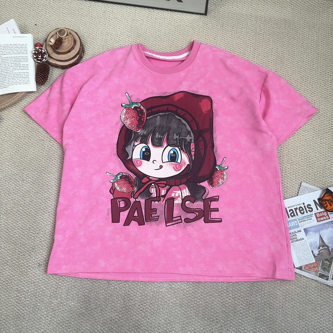 2025春季新款宽松百搭卡通印花时尚短袖T恤9419