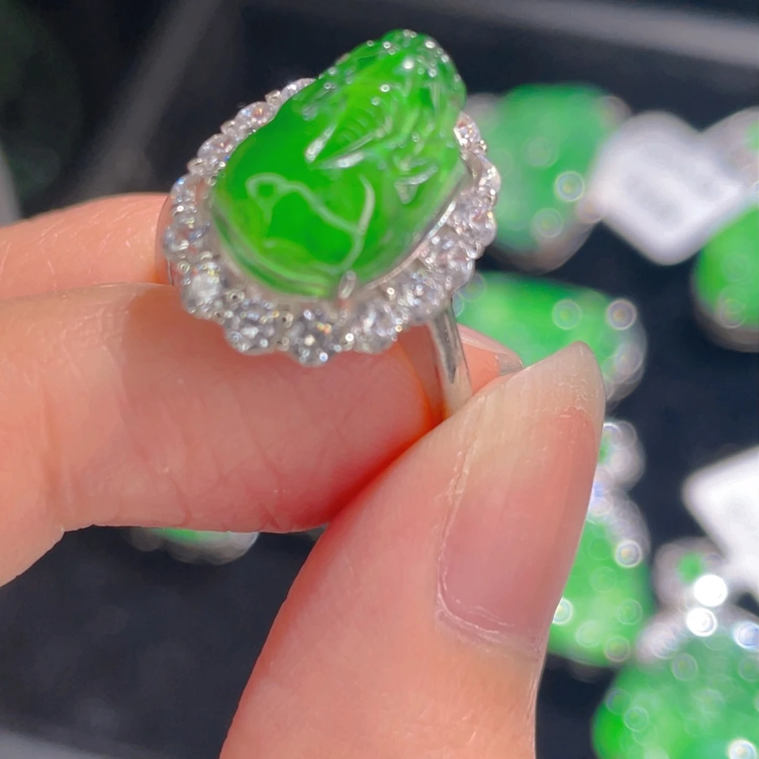 翡翠戒指银S925镶嵌1111111121111111