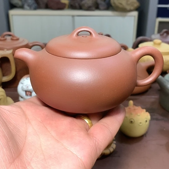 紫砂茶杯全手工制作原矿老紫泥紫砂壶容量260放漏价